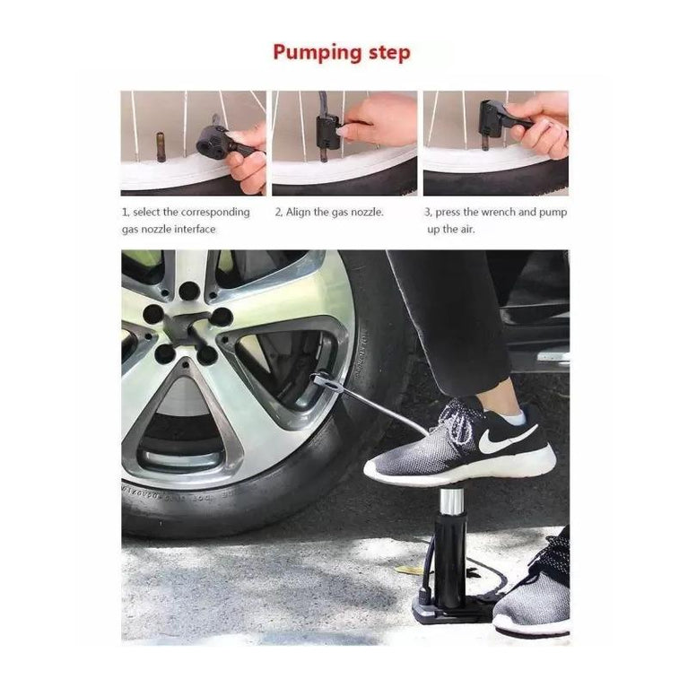488 Mini Foot Pump Inflator For Bike And Car