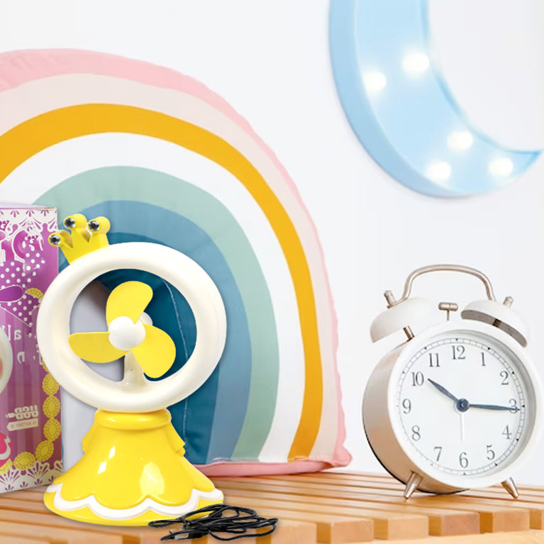 7715 Princess Portable Fan Bright Color Desktop Office Usb Battry Operate Fan (Battery Not Include)