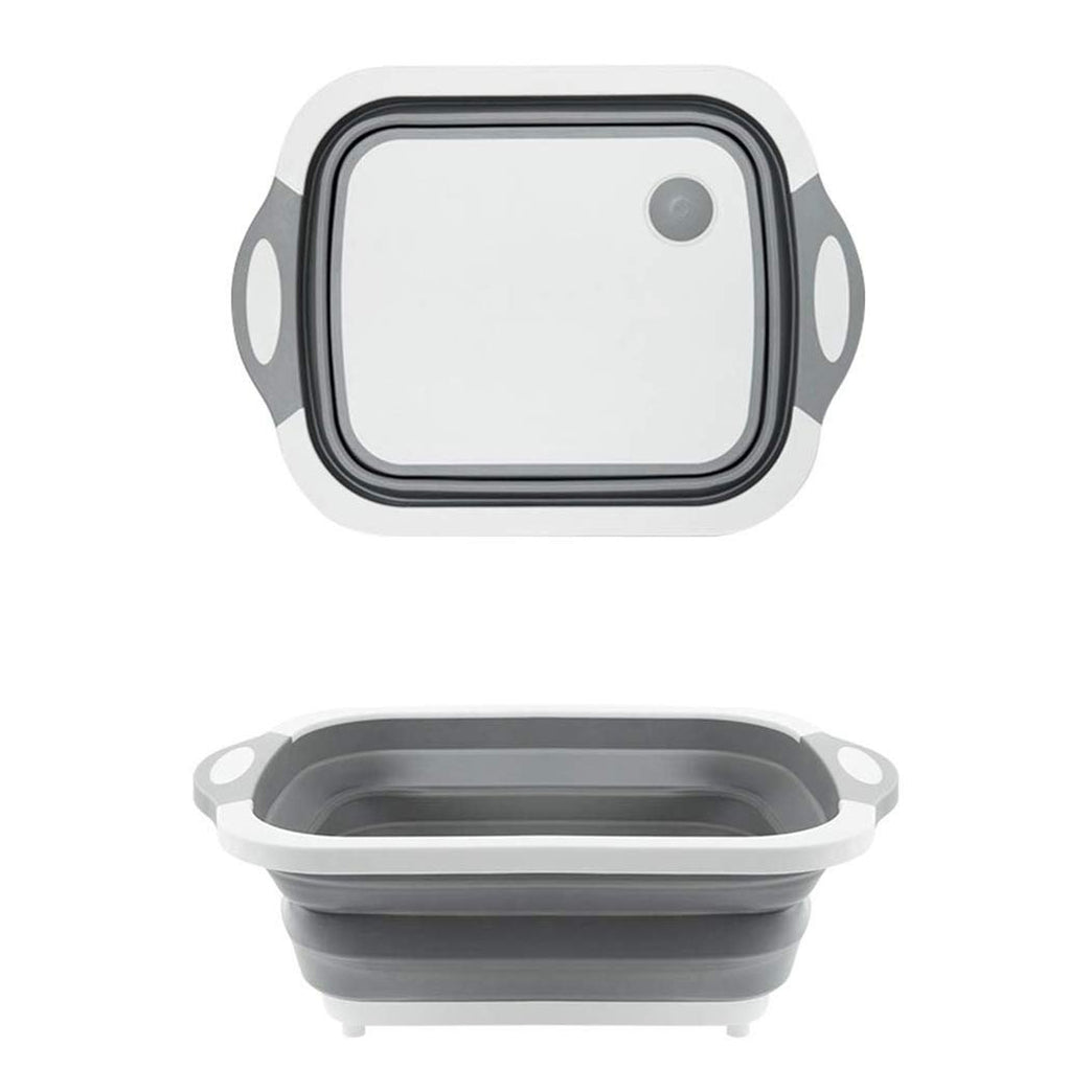 098 Foldable Chopping Board Dish Rack Washing Bowl Draining Basket 3in1 Multi-function