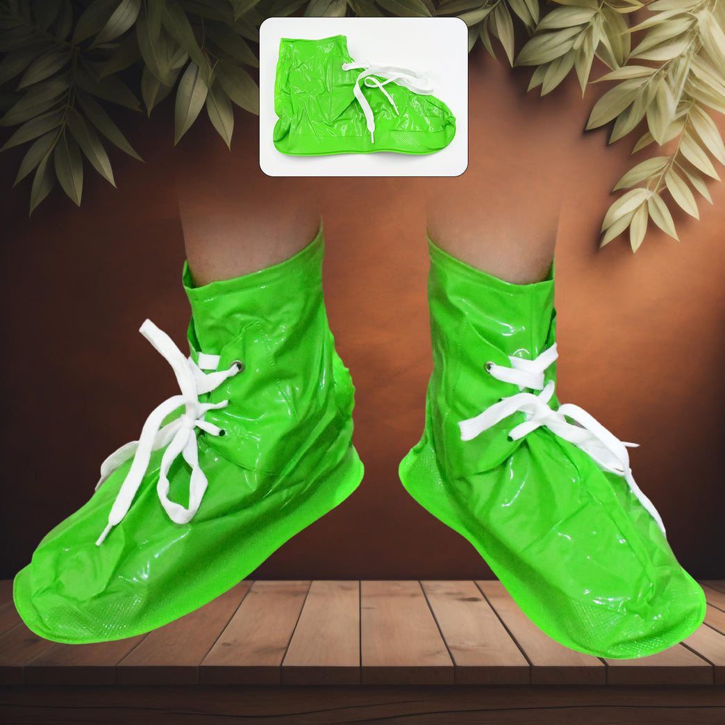 17962 Plastic Shoes Cover Reusable Anti-slip Boots Zippered Overshoes Covers Shoe Laces Waterproof Snow Rain Boots For Kids Adult Shoes For Rainy Season (1 Pair)
