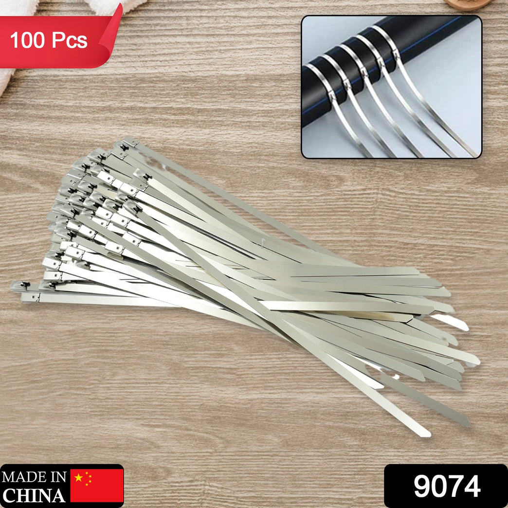 9074 Stainless Steel Cable Tie Used For Solar Industrial And Home Improvement Multipurpose High Strength Self-locking Zip Ties Multi-purpose Tie Portable Rustproof 100pcs Wide Application Zip Tie Set For Building ( 4.6x 200mm 100 Pcs Set)