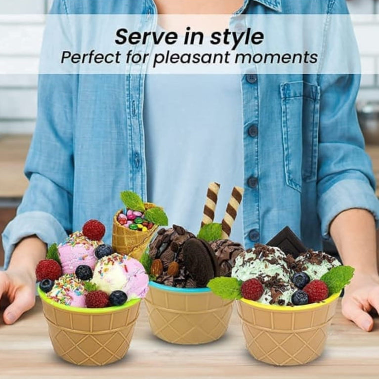 5320 Ice-cream Waffle Spoon Bowel Cup Set Premium Ice Cream Set Ice-cream Bowel With Spoon 2pc Couple Bowl Set