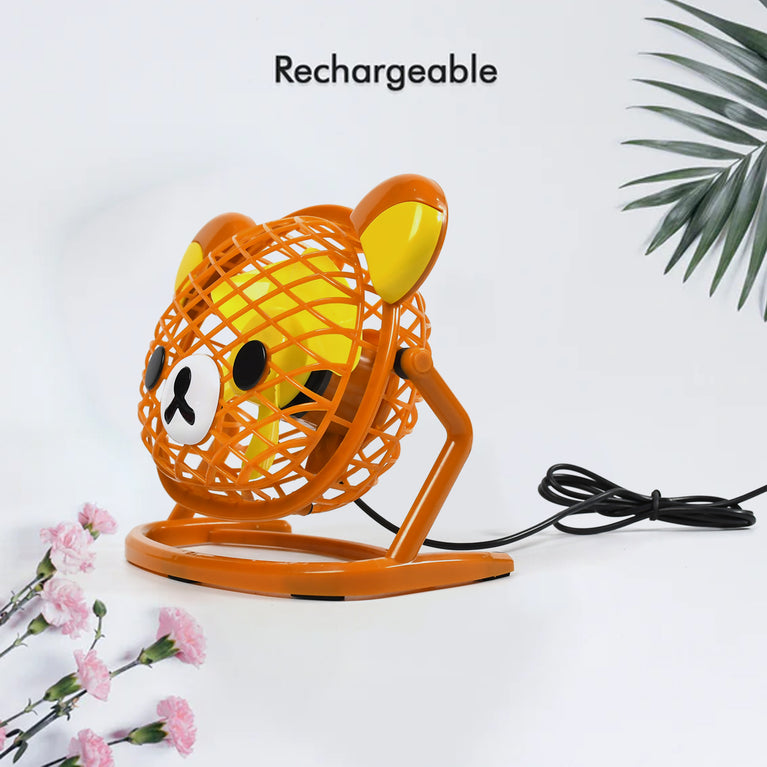7714 Teddy Bear Portable Fan Adjustable Usb Fan Suitable For Home Office Car Multi Use Fan (Battery Not Include)