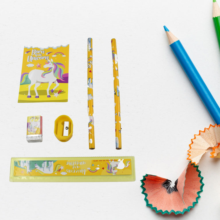 4599 6 Pc Set Stationary Set Including Pencil Ruler Rubber Pencil Sharpener School Office Product Gift