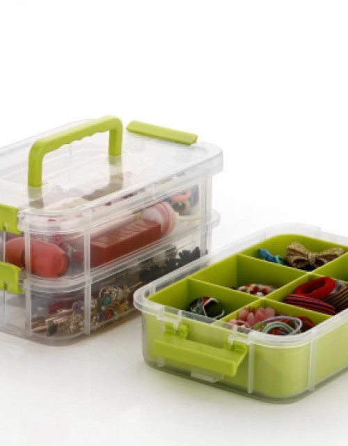 2 Layer Stack &Box Carry ,Transparent Rectangular Multi Utility Detachable