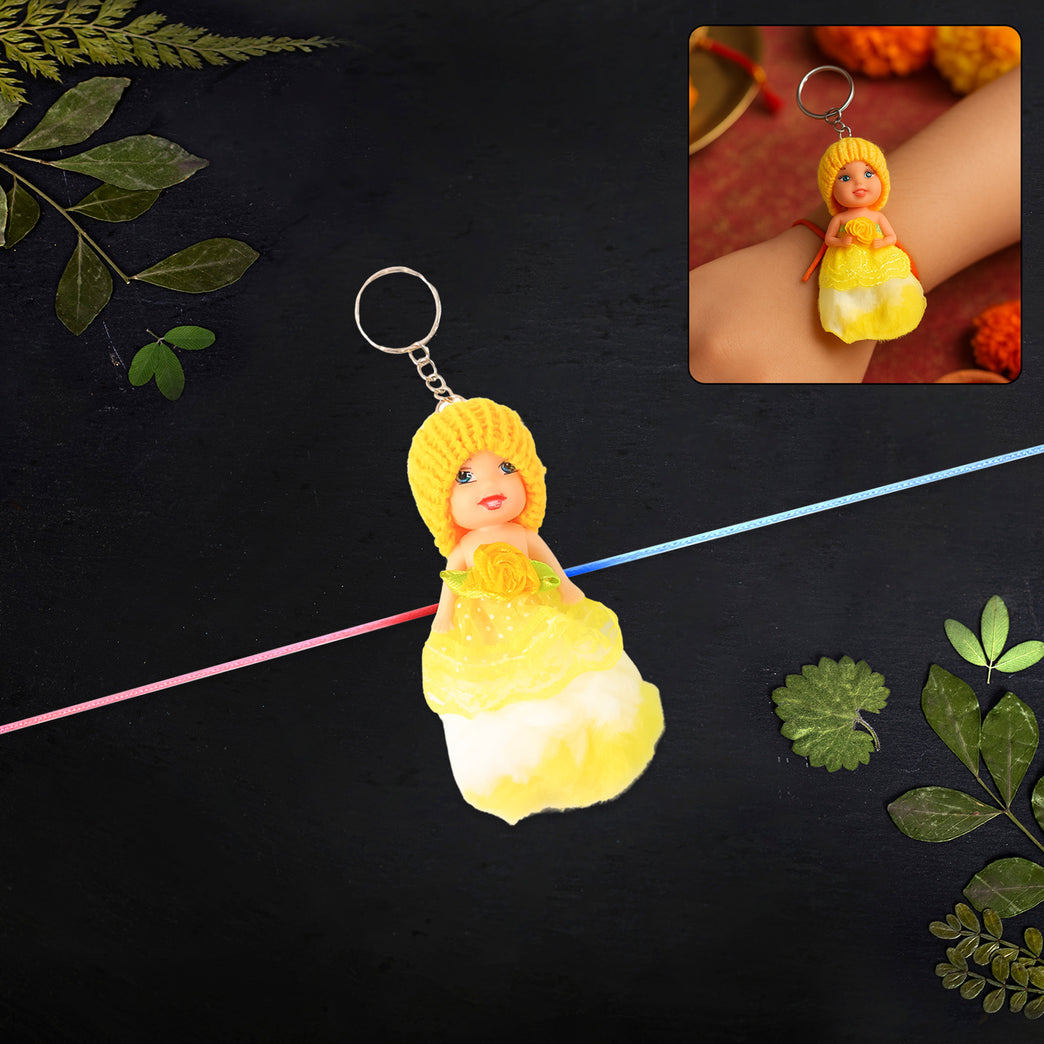 2-in-1 Kids Doll Rakhi Cum Keychain Stylish Soft Toy Rakhi For Raksha Bandhan Daily Use As Bag Or Key Ring