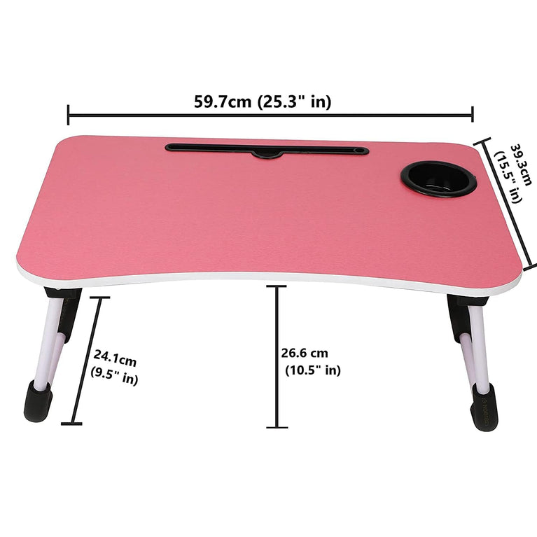 4494 Multi-purpose Laptop Desk For Study And Reading With Foldable Non-slip Legs Reading Table Tray Laptop Table Laptop Stands Laptop Desk Foldable Study Laptop Table ( Pink )