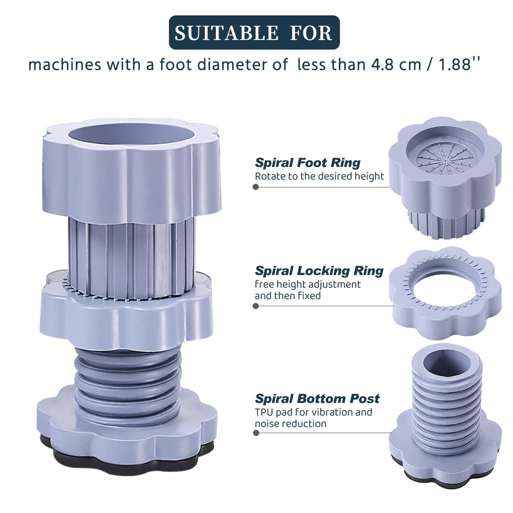 4695 Washing Machine Support Anti Vibration Washing Machine Support Adjustable Washer Anti Vibrasion Pads Washer Dryer Pedestals Washing Machine Accessory Anti- Skid Pad Pvc Lifting Pad Non-slip ( 4 Pc Set )
