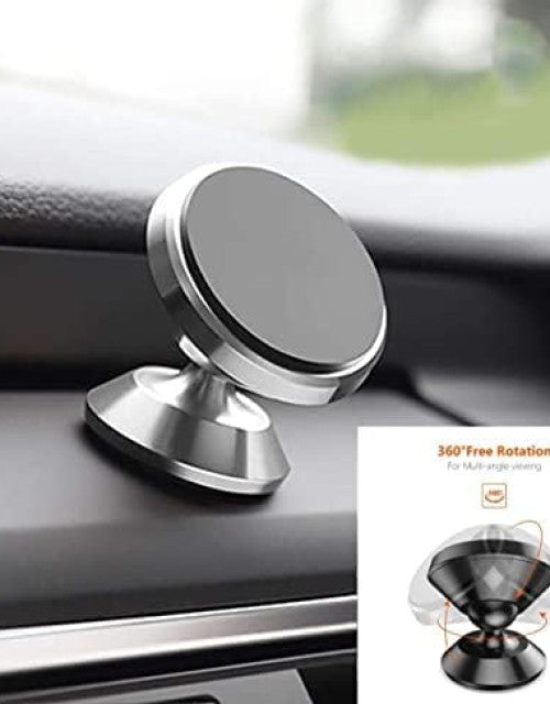 360 Degree Rotating Magnetic Mobile Holder Aluminium Metal Portable for Car, Office, Desk, Home and Table