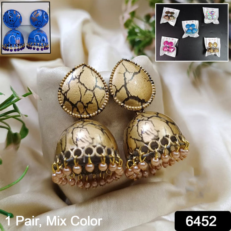 Jhumka Earrings Buti For Women Girls (1 Pair Mix Color Design)