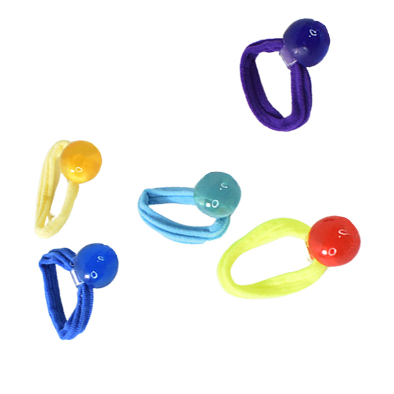 Small Ball Elastic Hairbands (Pack Of 5  Multicolour)
