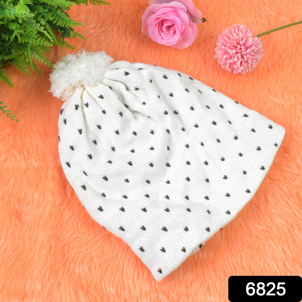Big Soft Winter Cap Woolen Inside Fur Beanie Cap (1 Pc Mix Design Color)