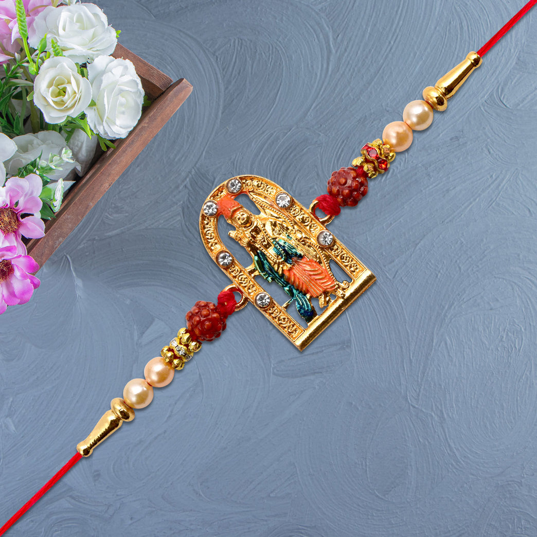 Ram Darbar Rakhi With Rudraksha Decorative Frame
