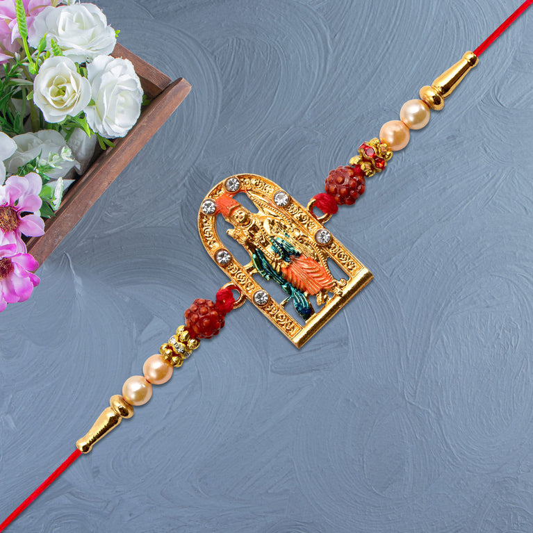 Ram Darbar Rakhi With Rudraksha Decorative Frame