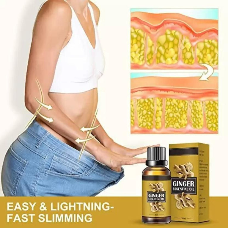 Belly Drainage Ginger Oil, Lymphatic Drainage Ginger Oil, Slimming Tummy Ginger Oil, Ginger Essential Oil for Swelling and Pain Relief, Care for Skin (30ML) (Pack Of 2)