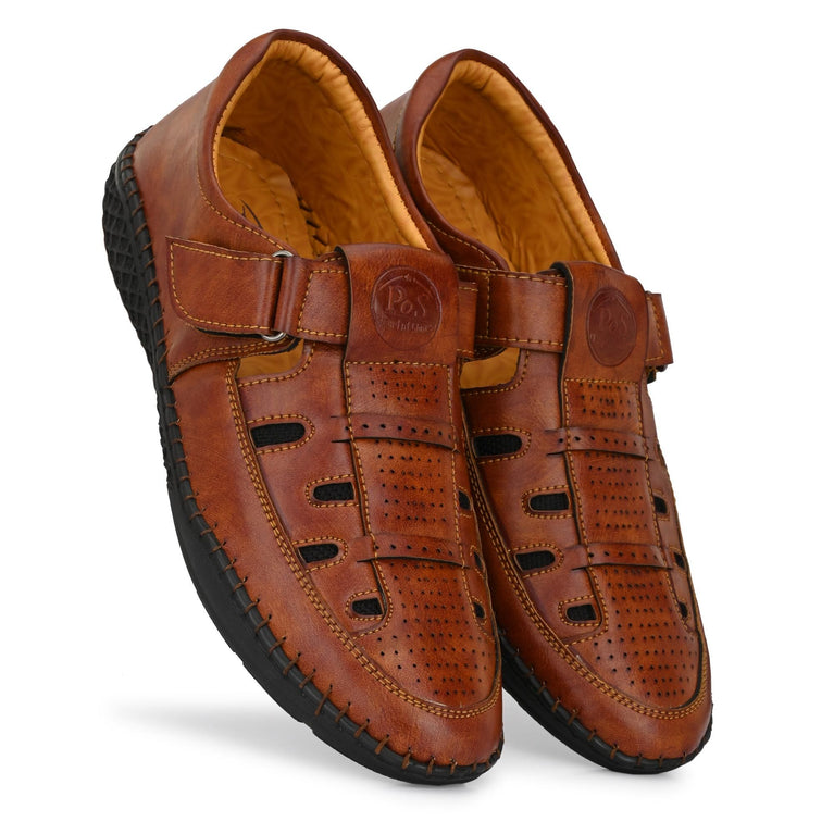 Men's Syntehtic Leather Tan Sandals