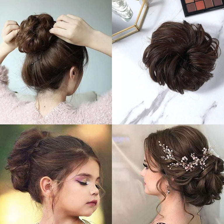 Elastic Artificial Hair Bun Brown & Black (Pack of 2)