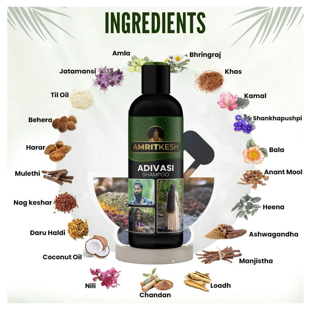 Amritkesh Adivasi Shampoo 100ml - Unleash the Power of Nature (Pack of 2)