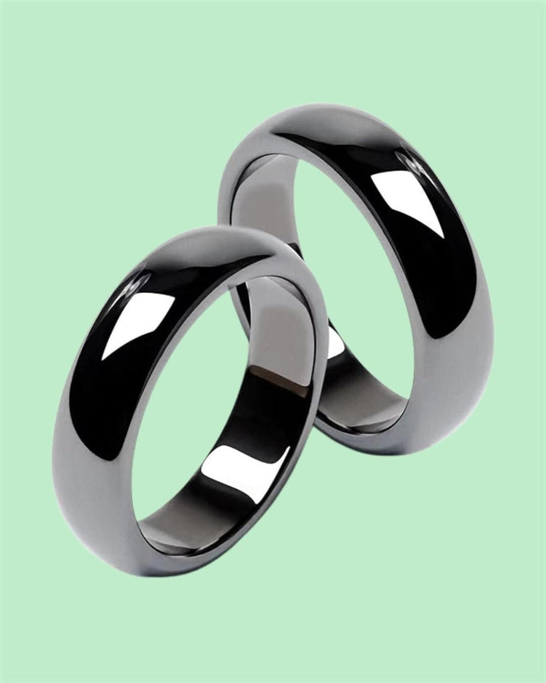 Rings for Women Men Unisex Black Rings Anxiety Balance Stone