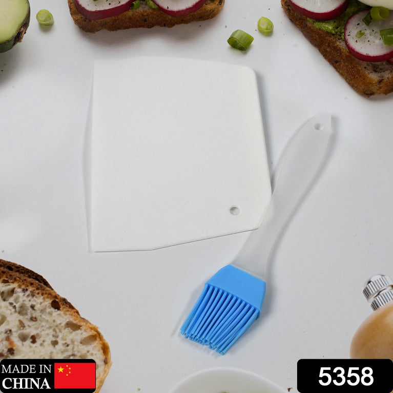 5358 Silicone Spatula Brush And Cake Scraper For Cake Mixer Decorating Cooking Baking And Glazing ( Set Of 2pc )