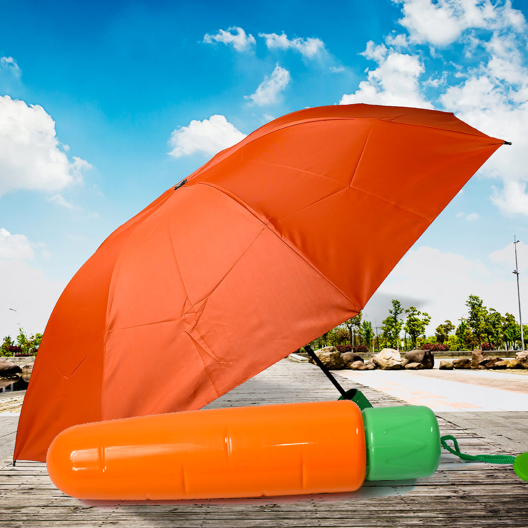 8521 Vegetable Shaped Folding Umbrella Plastic Case Creative Fashion Folding Mini Sun Shade Rain Umbrella Unique Umbrella Sun Uv Protection Cute Design (1 Pc)
