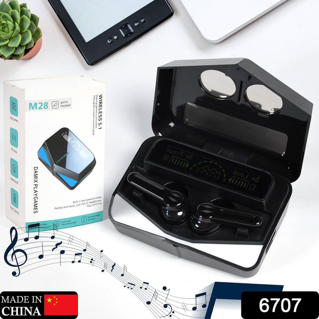6707 M28 Earbuds Max Bluetooth Gaming Headset With Lighting Ear Buds 5.1 Earbuds Black