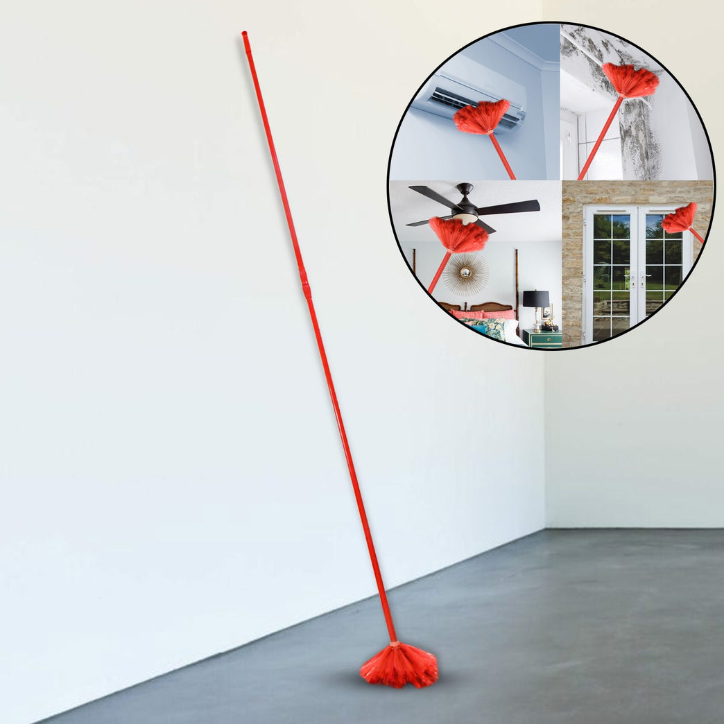 Cobweb Brush With Metal Strong Long Extendable Handle For Dusting Ceiling Cobweb Cleaning Brush For Lights Fans Webs Cleaning For Home Kitchen (90 Inch Moq - 6 Pc)