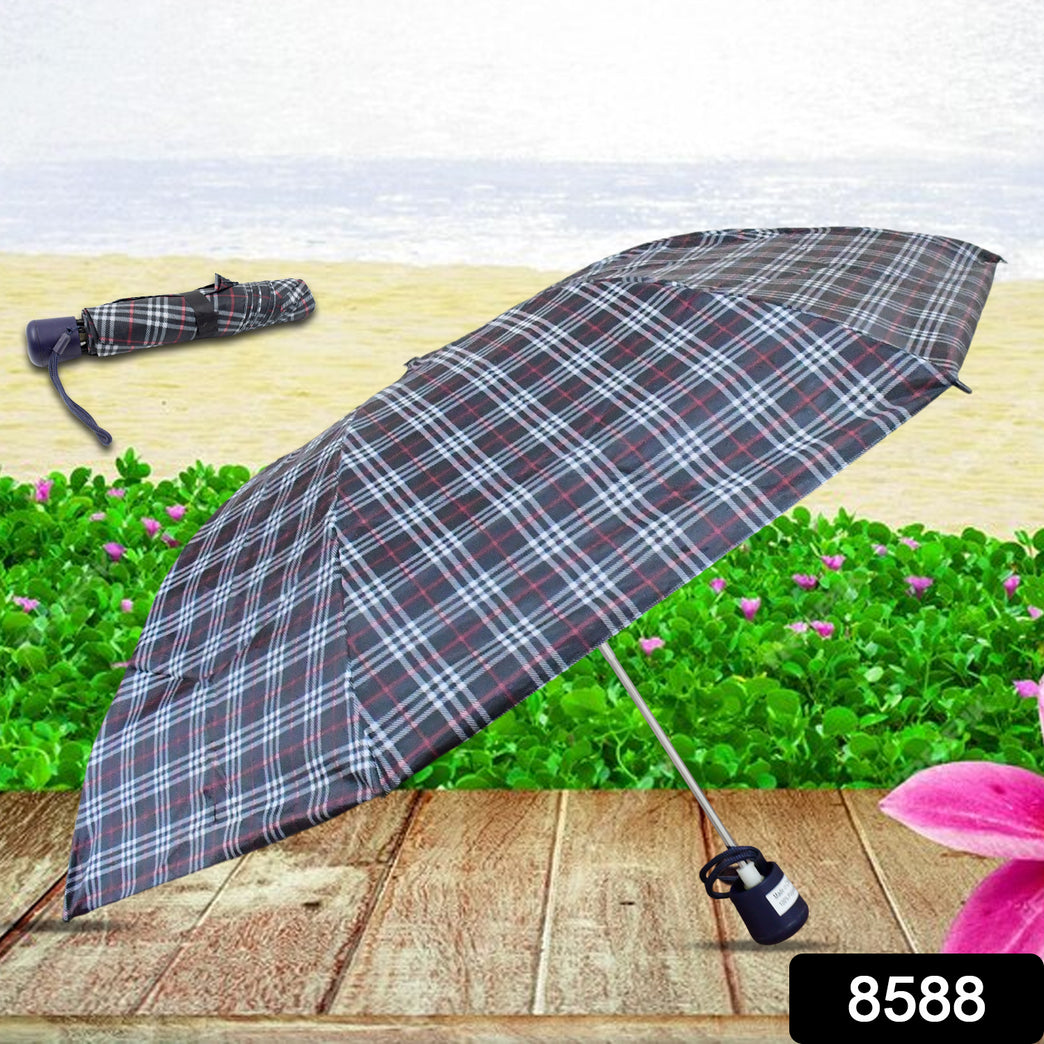 3-fold Sun Rain Protective Solid Foldable Umbrella (1 Pc)