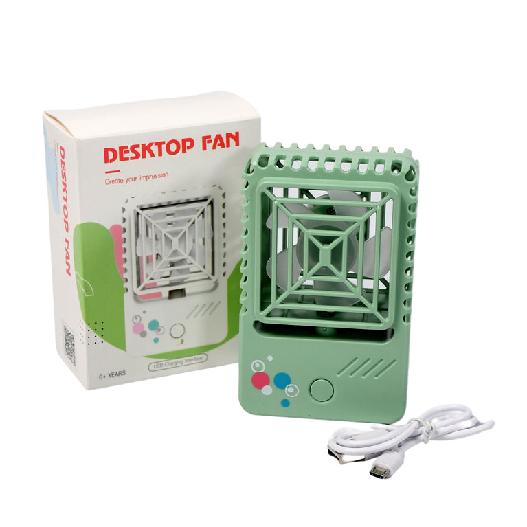 7608 Mini Desktop Fan Rechargeable Table Fan Handheld Fan Usb Fan Desk Fan Cooling Fan For Home Office Car Multi Use Fan (Battery Not Include)