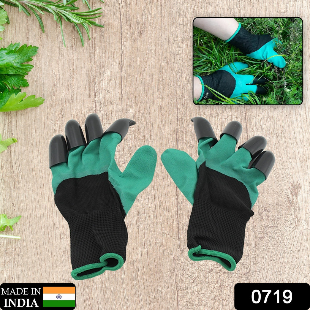 0719 Heavy Duty Garden Farming Gloves- Abc Plastic Washable With Hand Fingertips Abs Claws For Digging Planting Gardening Tool For Home Pots Agriculture Industrial Farming Work Men Women (1 Pair)