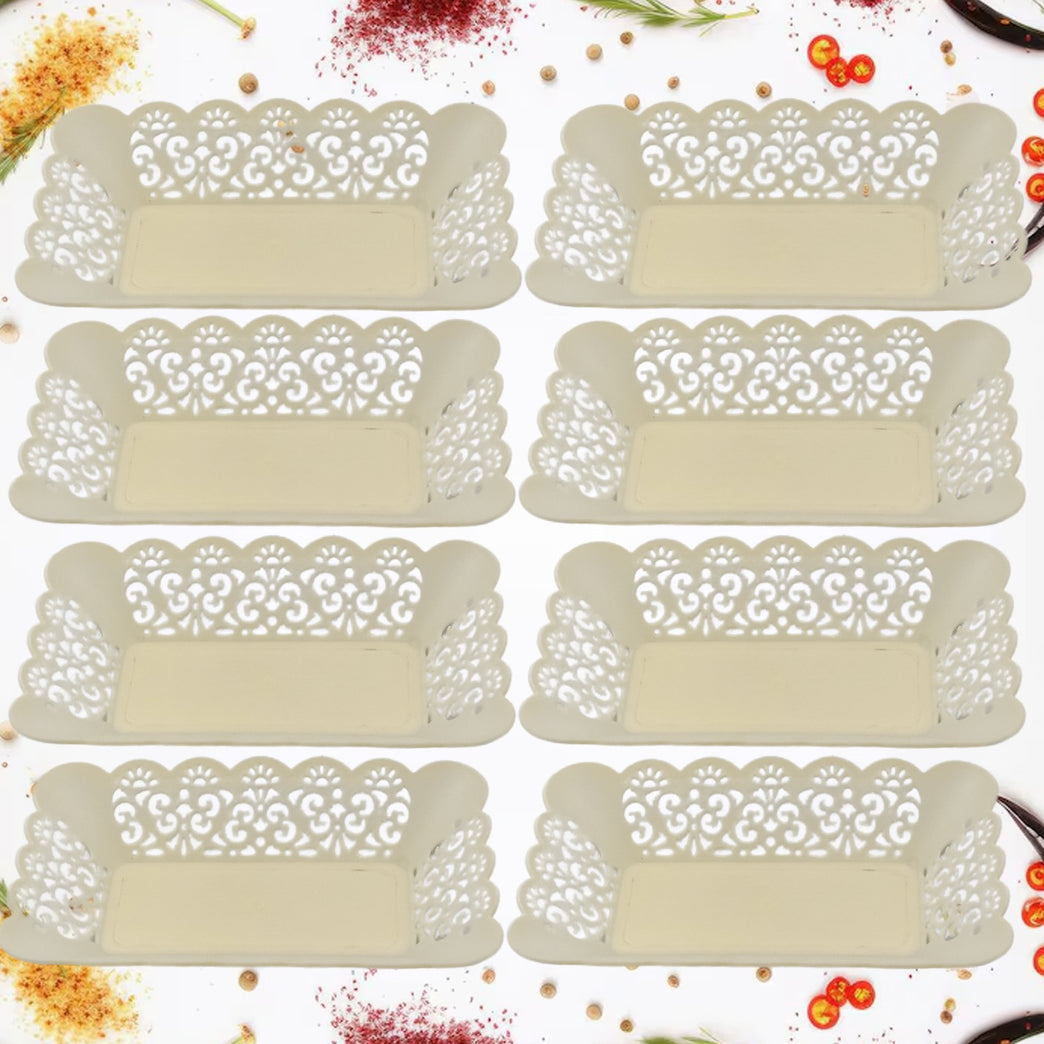 10033 Rectangle Plastic Dinner Plate Snacks Breakfast Restaurant Serving Trays Home School Coffee Hotel Kitchen Office (8 Pcs Set)