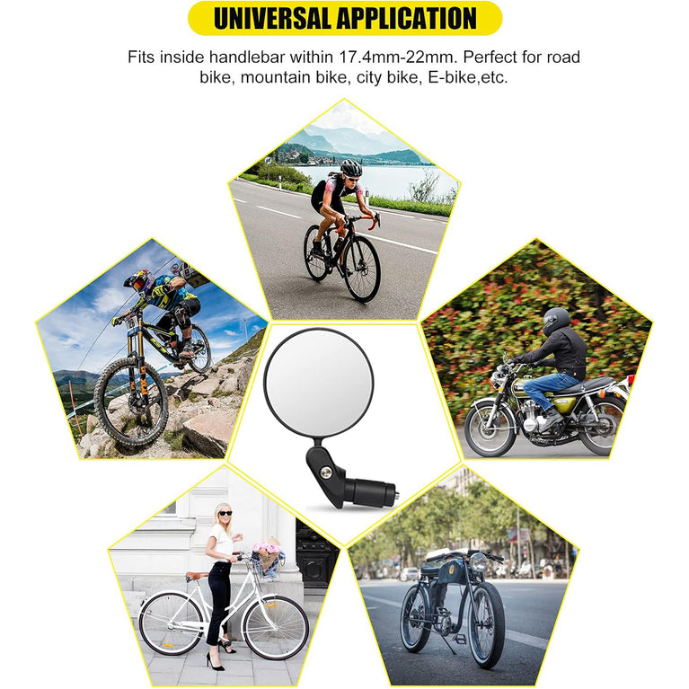 8505 Bar End Bike Mirror Safe Rearview Mirror 360 Rotatable Foldable Safety Bicycle Rear View Mirror Mirror Durable Bike Mirror (1 Pc)