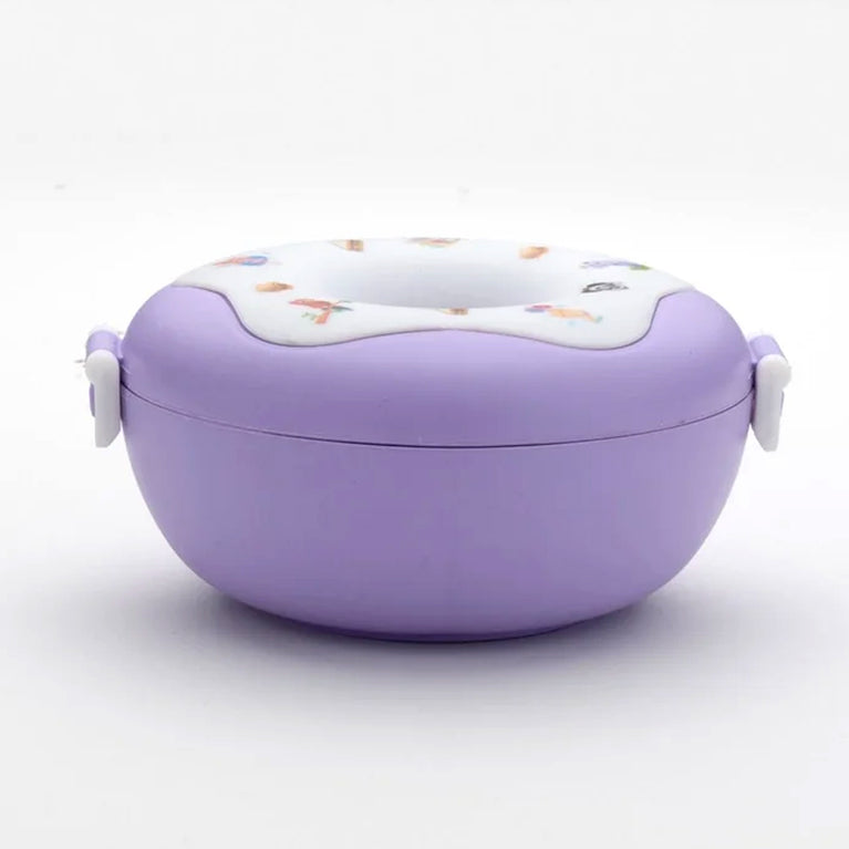 Donut Shaped Double Insulated 3 Compartment Lunch Box (1 Pc Mix Color)