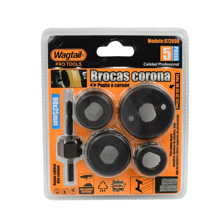32 38 44 54 Mm Hole Saw Cutter With Mandrel 32-54 Mm (5 Pcs Set)