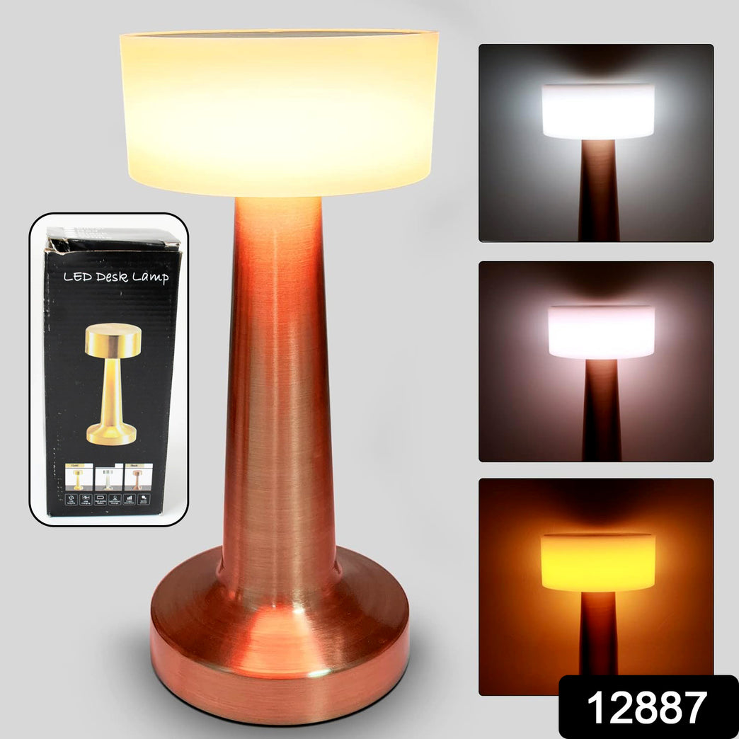 Led Lamp With Touch Control Decorative Desk Lamp Portable Metal Led Table Lamp Usb Rechargeable 3 Color 3 Levels Brightness Dimmable Eye Protection Modern Lamp For Home Decor Party Kids Room Bedroom (1 Pc)