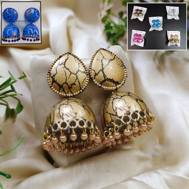 Jhumka Earrings Buti For Women Girls (1 Pair Mix Color Design)