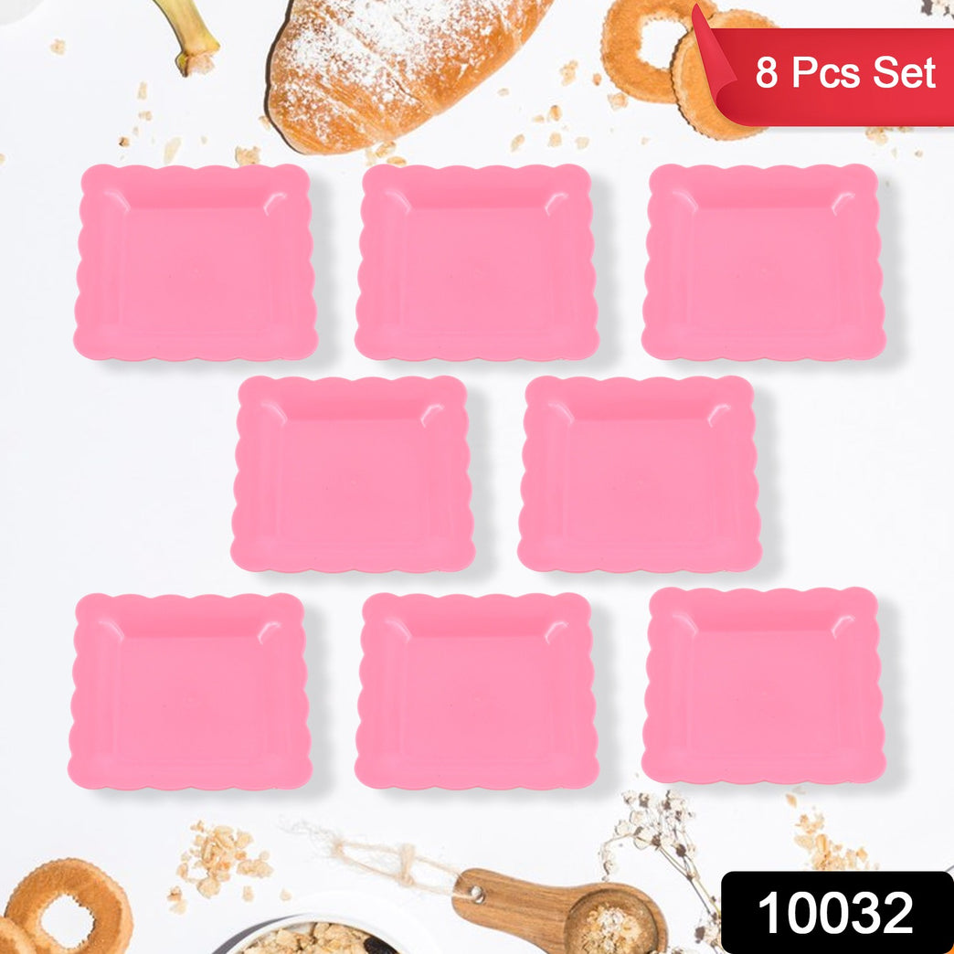 10032 Square Plastic Dinner Plate Snacks Breakfast Restaurant Serving Trays Home School Coffee Hotel Kitchen Office (8 Pcs Set)