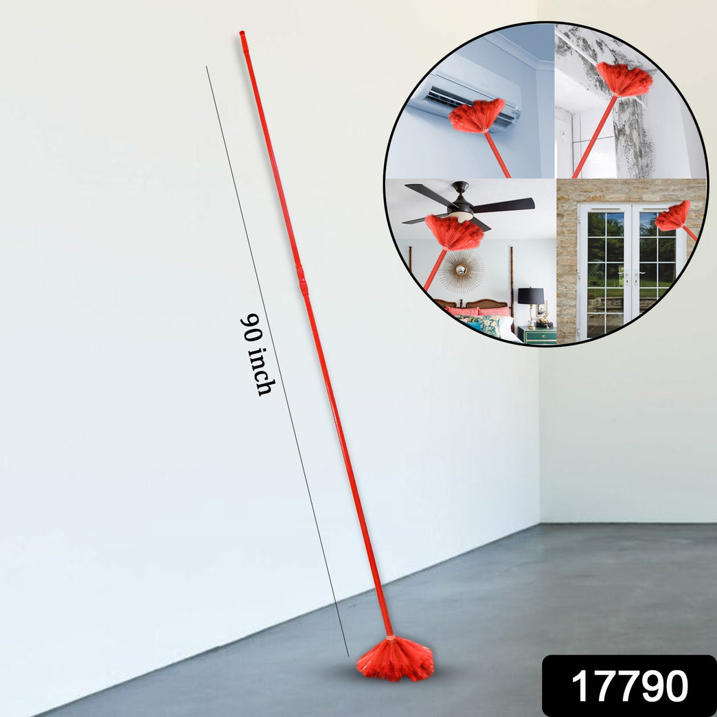 Cobweb Brush With Metal Strong Long Extendable Handle For Dusting Ceiling Cobweb Cleaning Brush For Lights Fans Webs Cleaning For Home Kitchen (90 Inch Moq - 6 Pc)