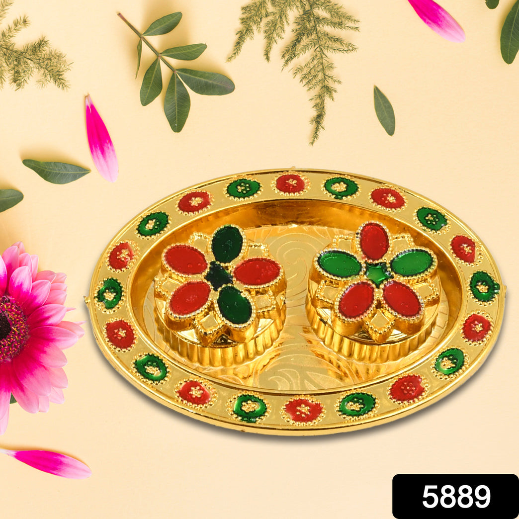 Oval Shape Special Puja Thali (1 Pc Mix Design)