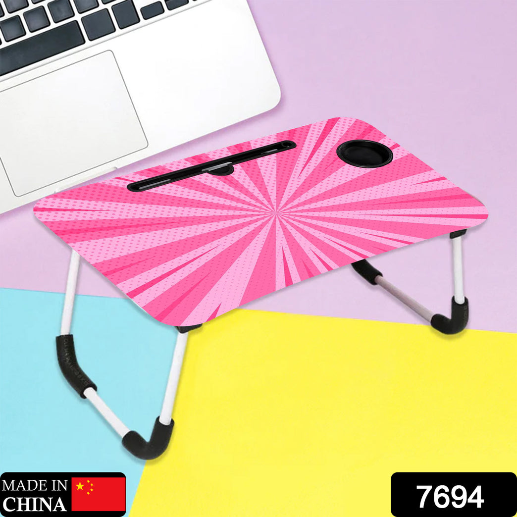 Barbie Design Foldable Bed Study Table Portable Multifunction Laptop Table Lapdesk For Children Bed Foldable Table Work Office Home With Tablet Slot Cup Holder