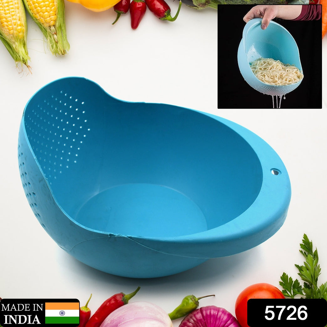 5726 Plastic Rice Bowl Food Strainer Thick Drain Basket For Rice Vegetable Fruit Strainer Colander Fruit Basket Pasta Strainer Washing Bowl (1 Pc )