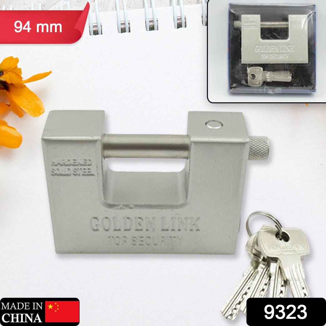 9323 Stainless Steel Padlock Rectangular Shape Hardened Steel High Resistance With 5 Keys Door Lock For Home Dormitory Waterproof Antirust Anti-theft Padlocks Outdoor Gate Shed Locks Warehouse Big Door Drawer Lock (94 Mm)