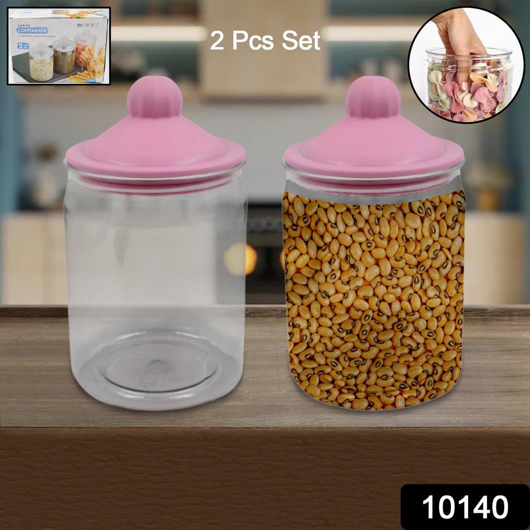 Transparent Kitchen Plastic Container Jar Set (2 Pcs Set 1100 Ml Approx)