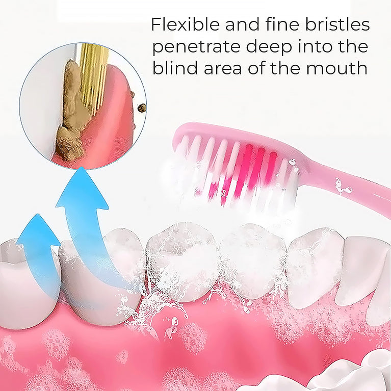 12814 2-in-1 Tooth Brush With Tongue Scraper Soft Bristle Long Handle (8pcs) Soft Toothbrush