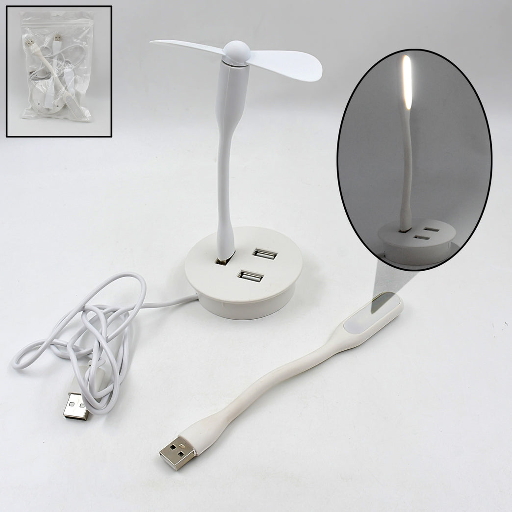 Portable Mini Usb Fan Usb Ligh Usb 3 Hub Port Combo