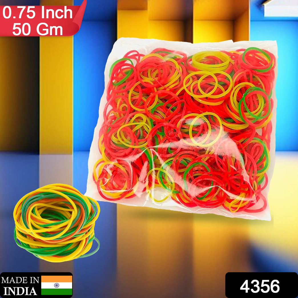 4356 Rubber Band For Officehome And Kitchen Accessories Item Products Elastic Rubber Bands Flexible Reusable Nylon Elastic Unbreakable For Stationery School Multicolor (0.75 Inch 50 Gm)