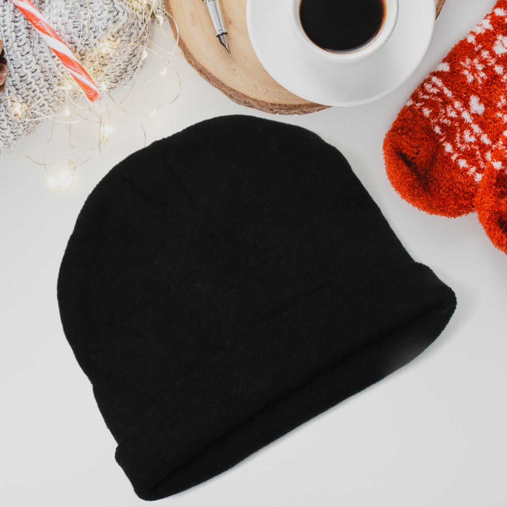 Cap For Winter Woolen Knitted Black Inside Fur Caps (1 Pc Mix Design Color)