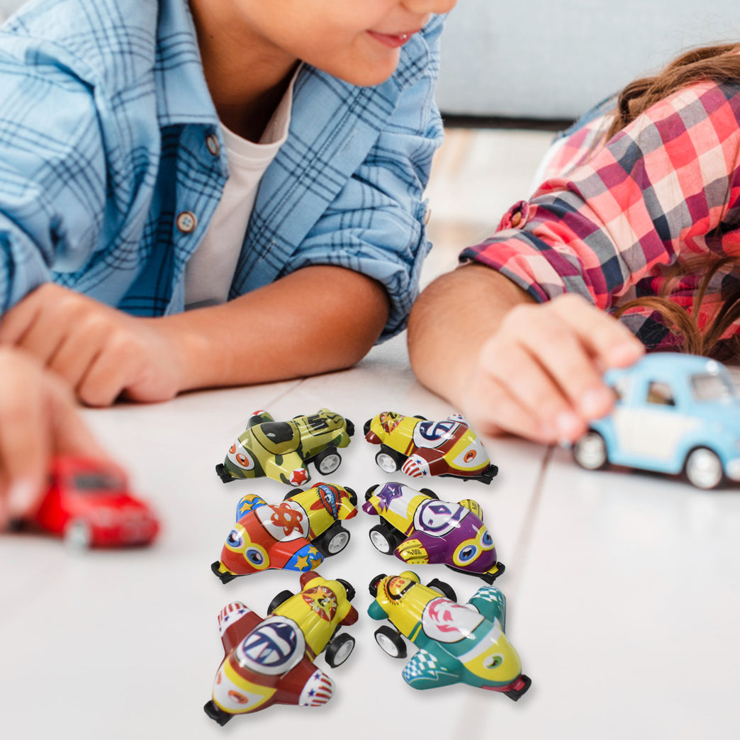 Mini Pull Back Car Aeroplane Pvc Plastic Pull Back Car Cartoon Toys (12 Pcs Set)