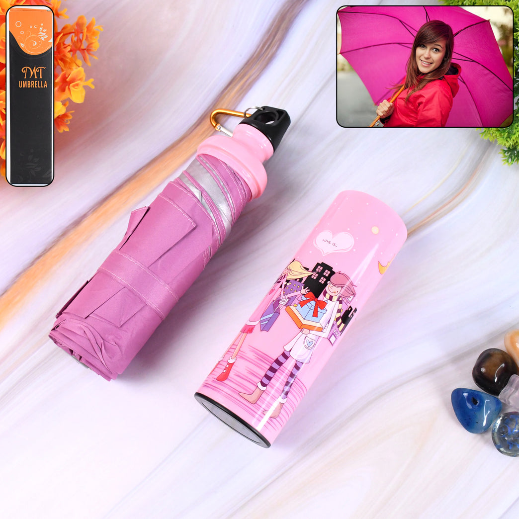 4 Fold Foldable Bottle Summer Umbrella For On-the-go (1 Pc Mix Color)