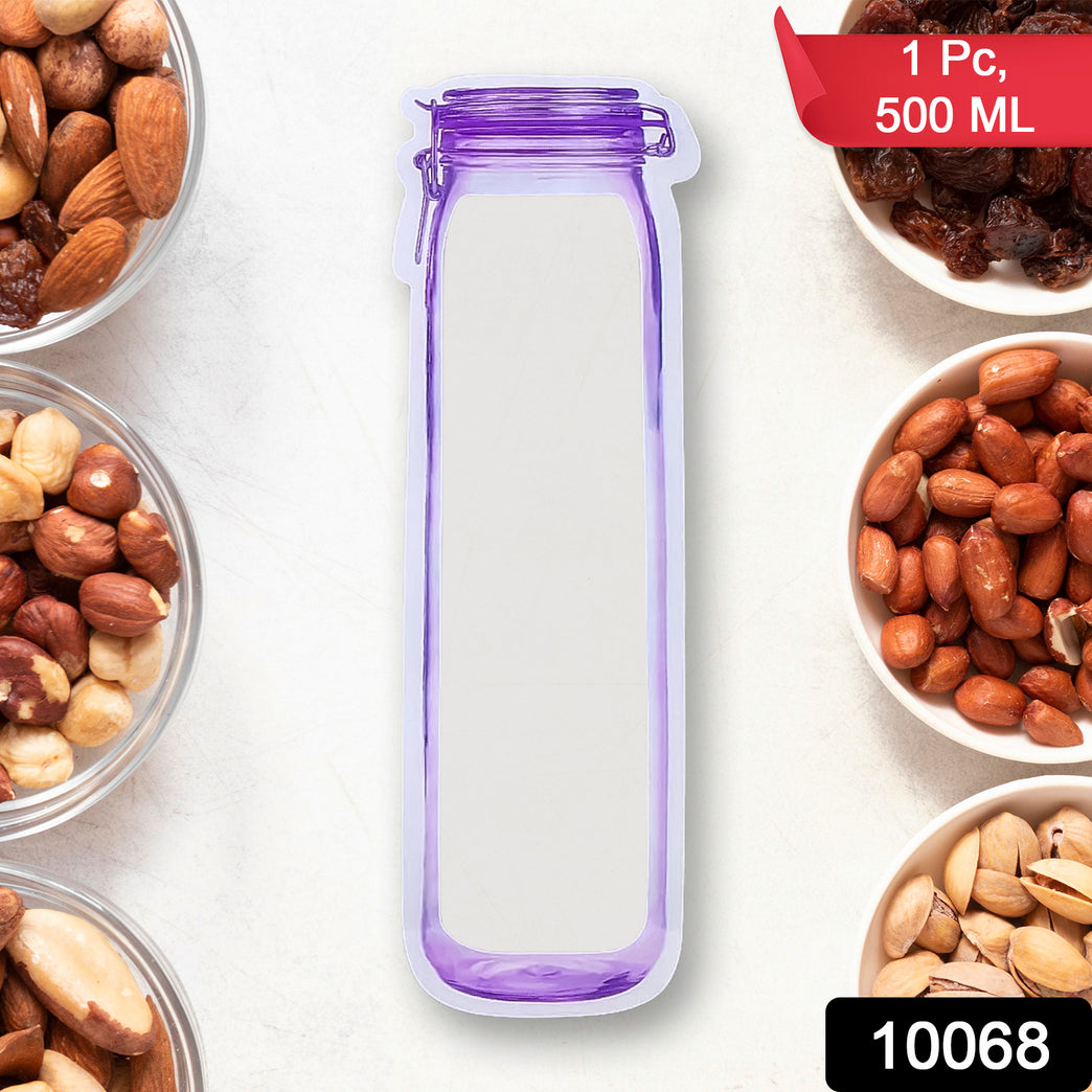 Food Storage Bag Bottles Shape Ziplock Bags Reusable (1 Pc 500 Ml)
